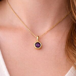 New Natural Rhodolite Garnet Pendant 18K Yellow Gold Vermeil January Birthstone